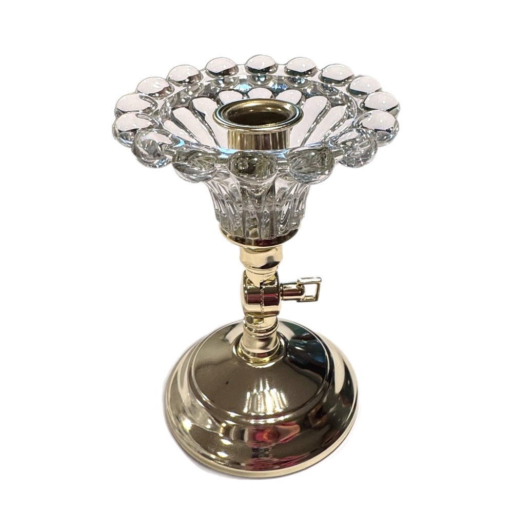 Home Interiors Lady Crystal Candlestick Wall Sconce Brass Finish 1124 Vintage